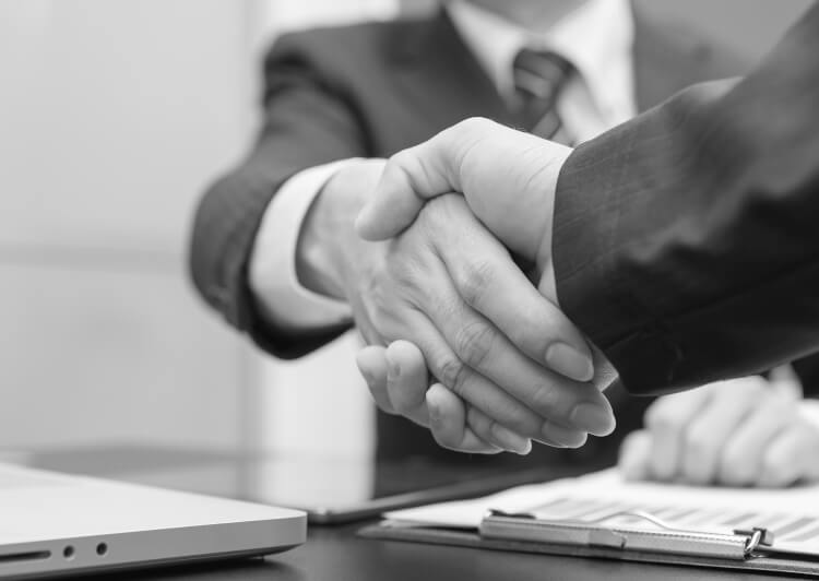 Two colleagues shake hands because they have become IDCWIN partners